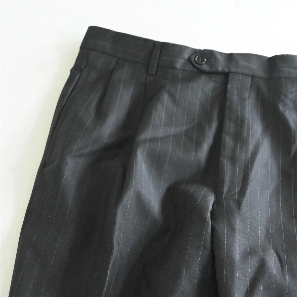 Jos A Bank 41L 42L 32x30 Gray Stripe Signature Gold Wool‎ Mens Jacket Pants Suit